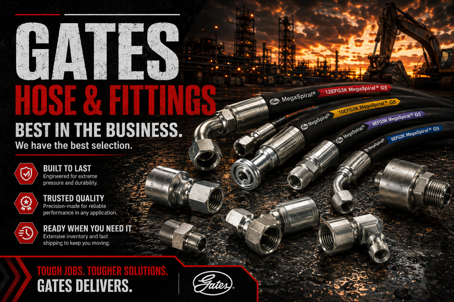 Gates hydraulic hose and fittings