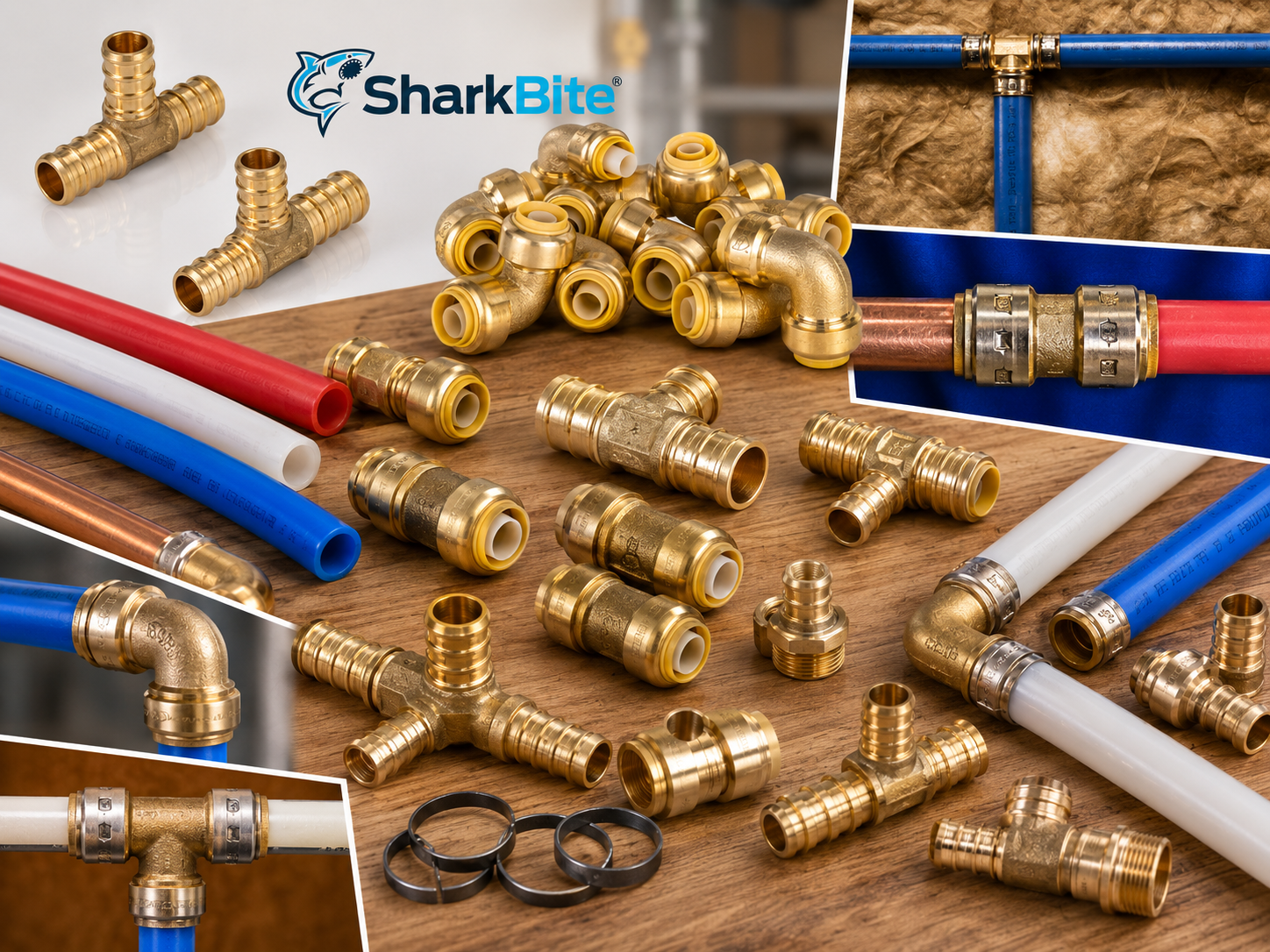 PEX tubing and SharkBite style fittings
